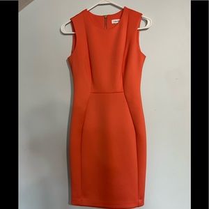Calvin klein knee length orange dress size 4 petite